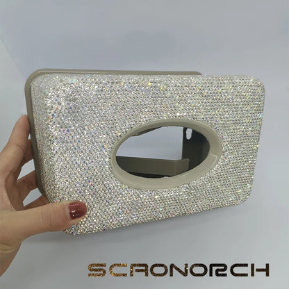 Shiny Rhinestone Roller Tissue Box Circular Roll Paper Office Living Room Bedroom Tissue Storage Box Bathroom Accessories