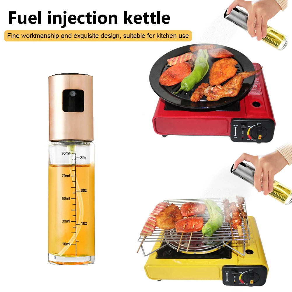 New BBQ Cooking Kitchen Oil Bottle with Scale Glass Oil Vinegar Soy Sauce Spray Bottle Seasoning Condiment Dispenser