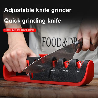 1Pc Black/Red Stainless Steel Kitchen Facilitative Sharpener Tool Angle Adjustable Five In One Knife Sharpener Professional