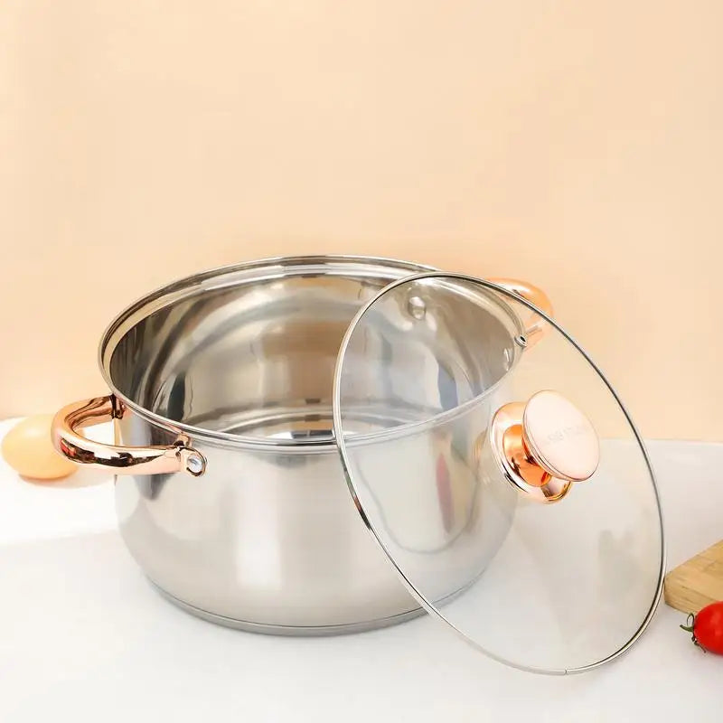 Pot for Cooking Nonstick Cooking Pot with Lid Multipurpose Pots Stainless Steel Stock Pot Thick & Safe Cook Pot household Pan