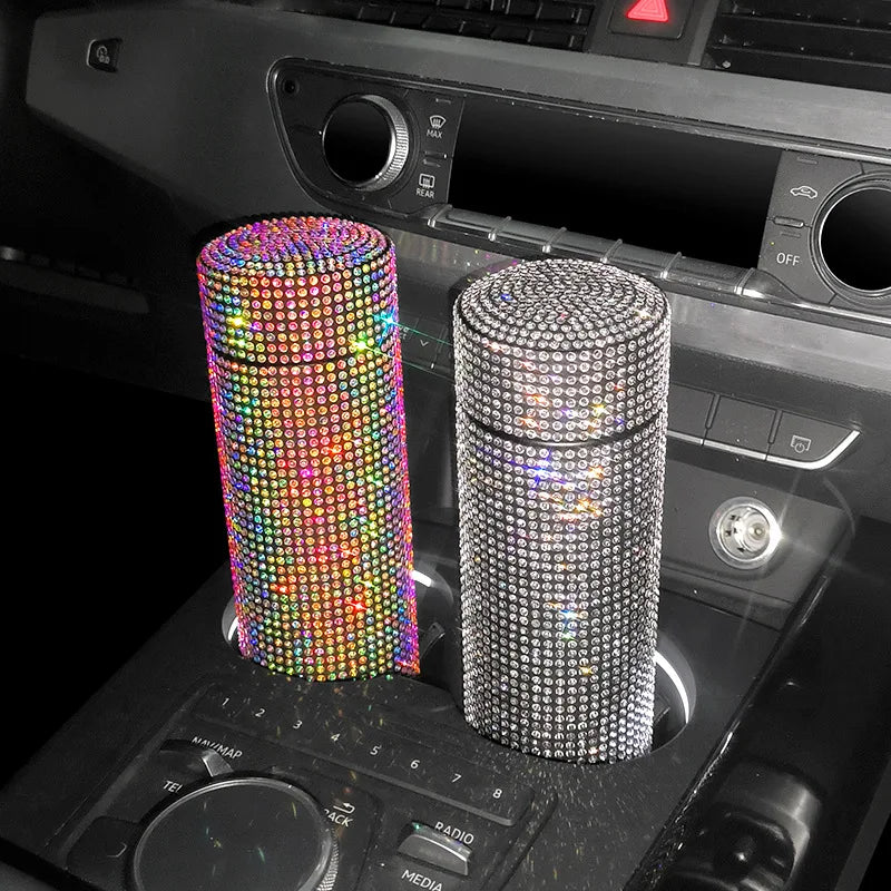 SCAONORCH 500ml Diamond Thermos Bottle Stainless Steel Water Bottle Bling Rhinestones Vacuum Flasks Coffee Cup Car Tumbler