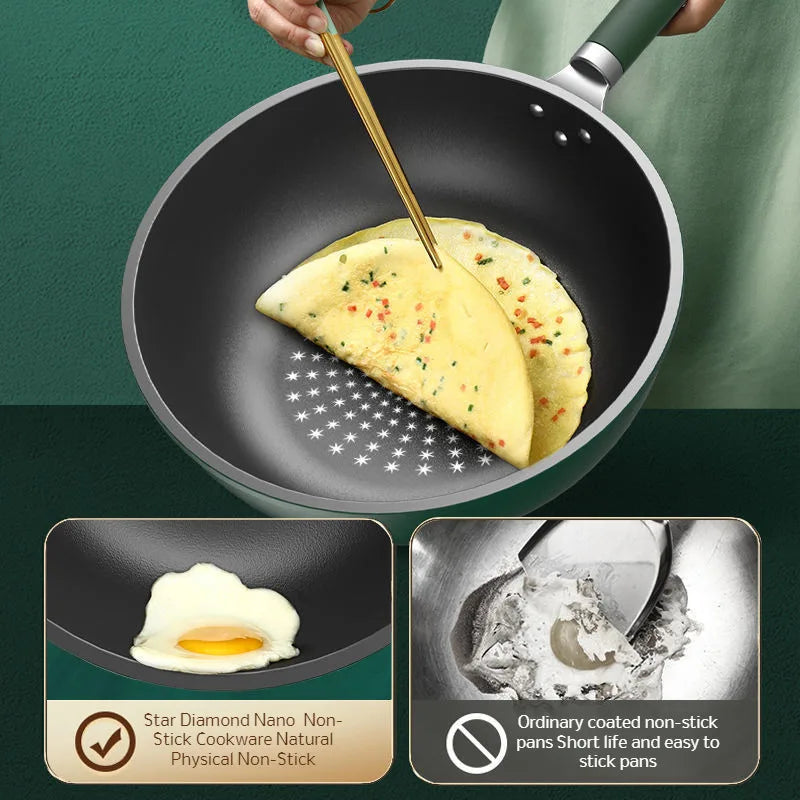 Wearresistant frying pan upgraded crystal diamond nonstick household induction cooker frying pan Non Stick Pancake Pans