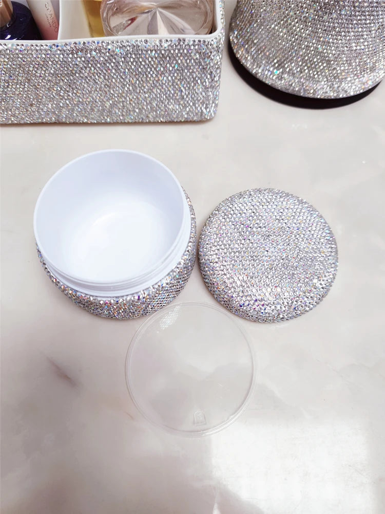 Face Cream Refillable Bottles Rhinestones PP Plastic Container Jar Travel Cosmetic Lotion Gel Container Empty Makeup Case 200ml