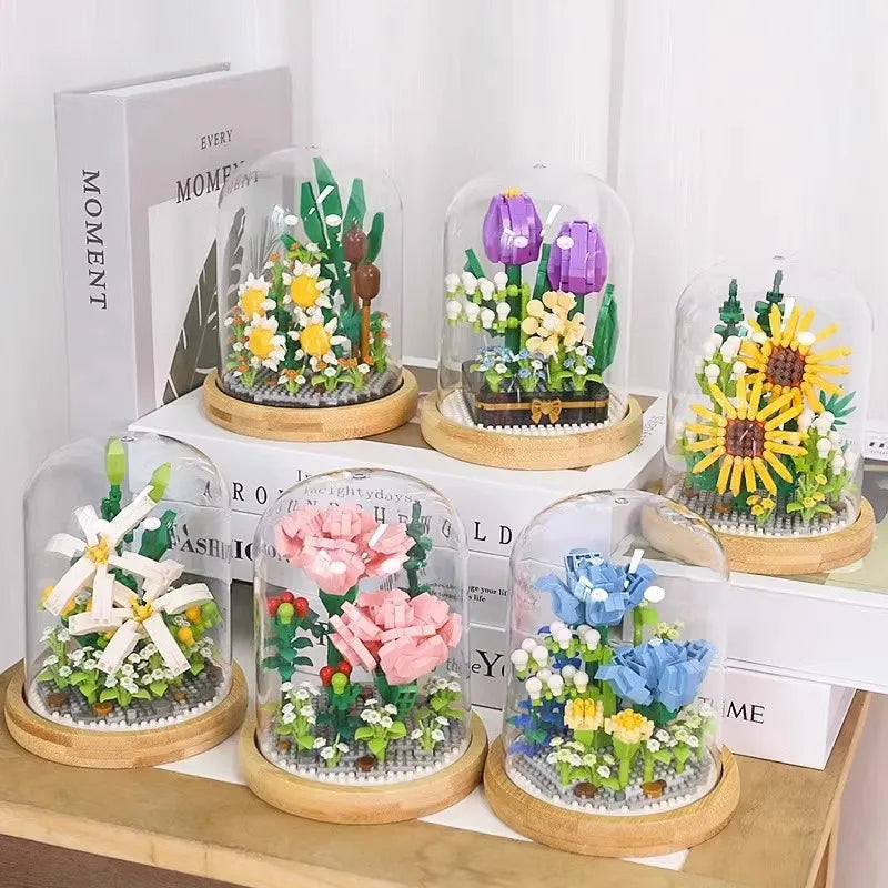 Eternal block flower assembly bouquet desktop decoration block flower children's puzzle assembly toy bouquet