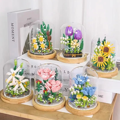 Eternal block flower assembly bouquet desktop decoration block flower children's puzzle assembly toy bouquet