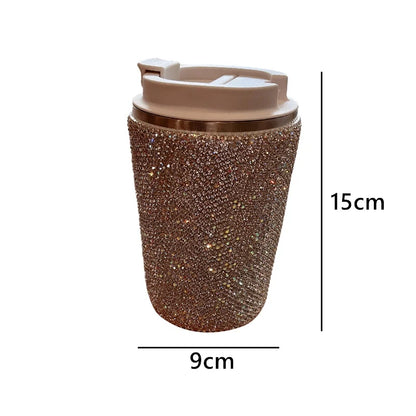 Bling Rhinestone Insulated Vacuum Flask Coffee Cup Stainless Steel Tumble Water Bottle Thermos Car Ice Master Mug Keep Cold Hot