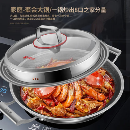 316 Stainless Steel Double Ear Fryer, Honeycomb Non Stick Pot, Gas Stove, Induction Cooker, Universal Cookware