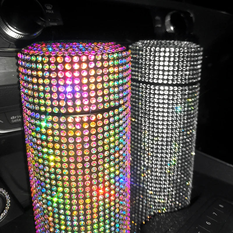 SCAONORCH 500ml Diamond Thermos Bottle Stainless Steel Water Bottle Bling Rhinestones Vacuum Flasks Coffee Cup Car Tumbler