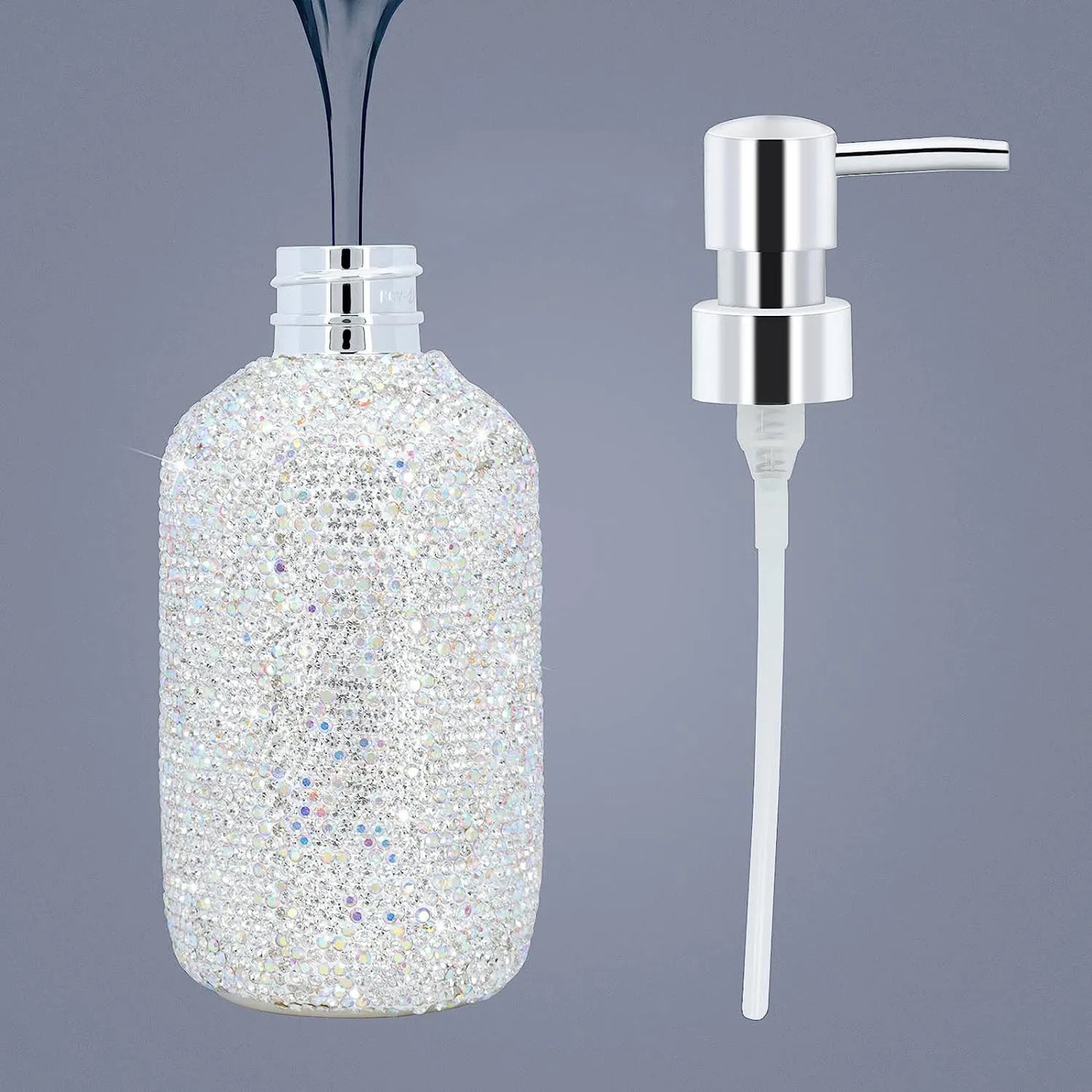 Bling Rhinestones Soap Shampoo Dispenser Storage Bottle Shower Gel Empty Bottle Refillable Lotion Hand Sanitizer Press Dispenser