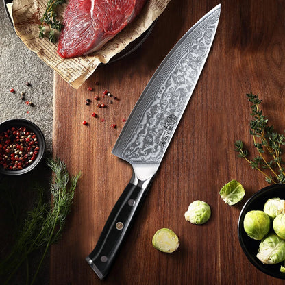 F.YOUNG 8 Inch Professional Chef's Knives Japanese 67 Layer Damascus Steel VG10 Core Super Sharp Meat Vegetable Kitchen Knife