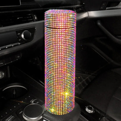 SCAONORCH 500ml Diamond Thermos Bottle Stainless Steel Water Bottle Bling Rhinestones Vacuum Flasks Coffee Cup Car Tumbler