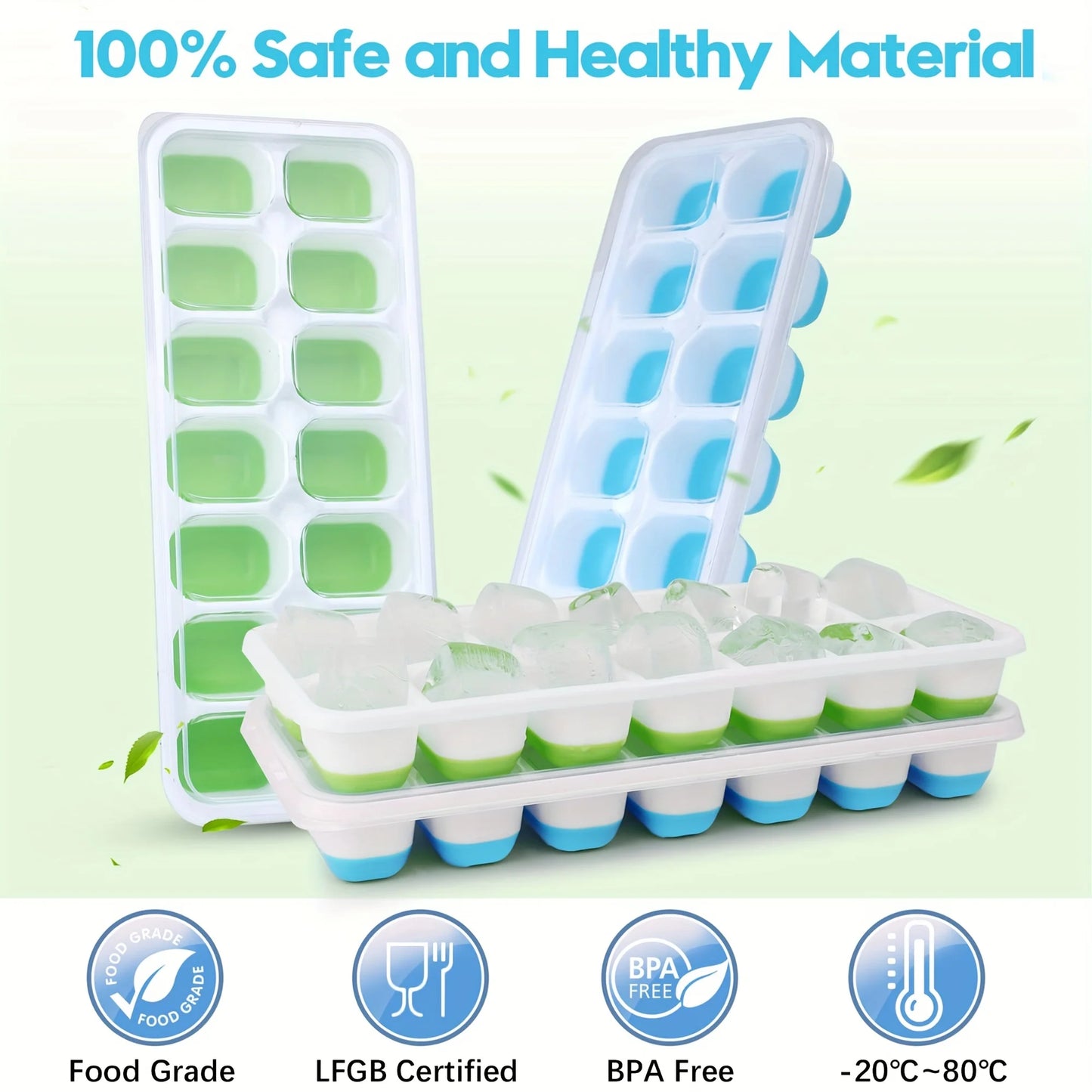 1pcs, Silicone Ice Cube Mold, Easy-Release & Flexible Mold With Spill-Resistant Removable Lid, Stackable Ice Trays With Covers