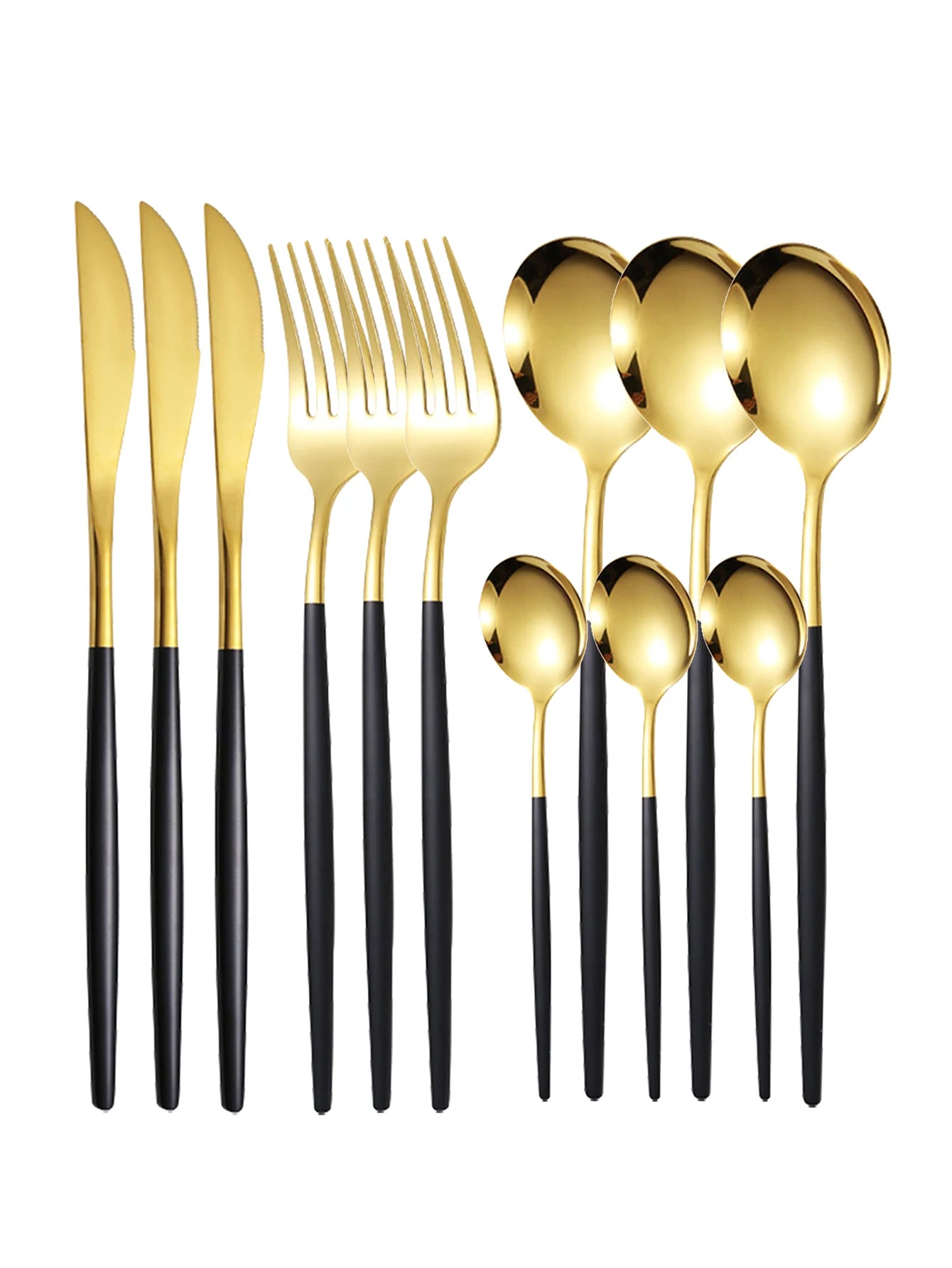 12pc Thin stainless steel cutlery set Portugal steak knife and fork dessert spoon coffee spoon