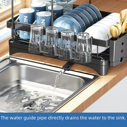 2-Tier Kitchen Dish Drying Rack for Utensils and Bowls