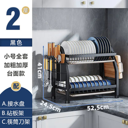 2-Tier Kitchen Dish Drying Rack for Utensils and Bowls