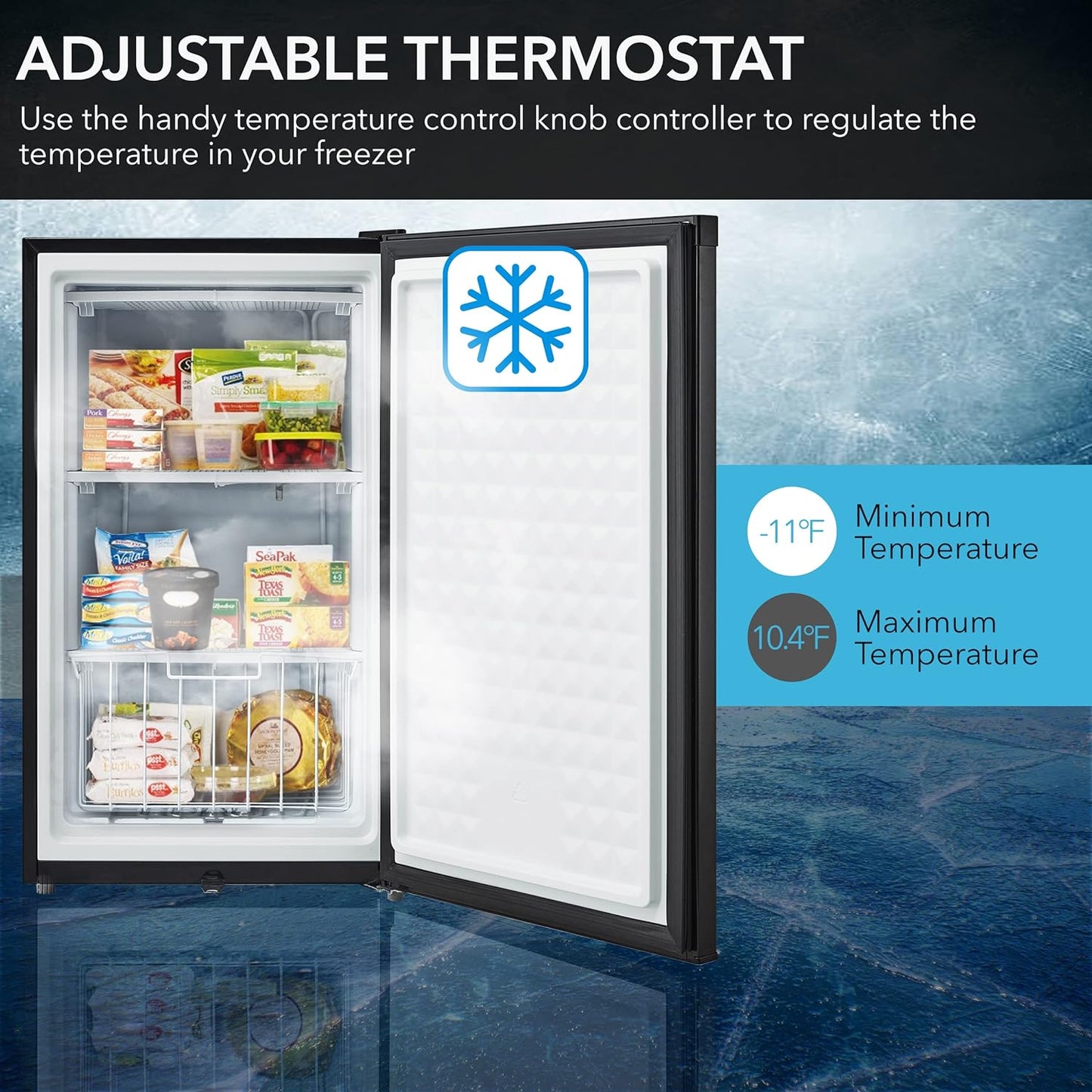 Whynter CUF-301SS Energy Star 3.0 Cubic Feet Upright Freezer, 21" D X 19.5" W X 33.5" H, 3, Stainless Steel