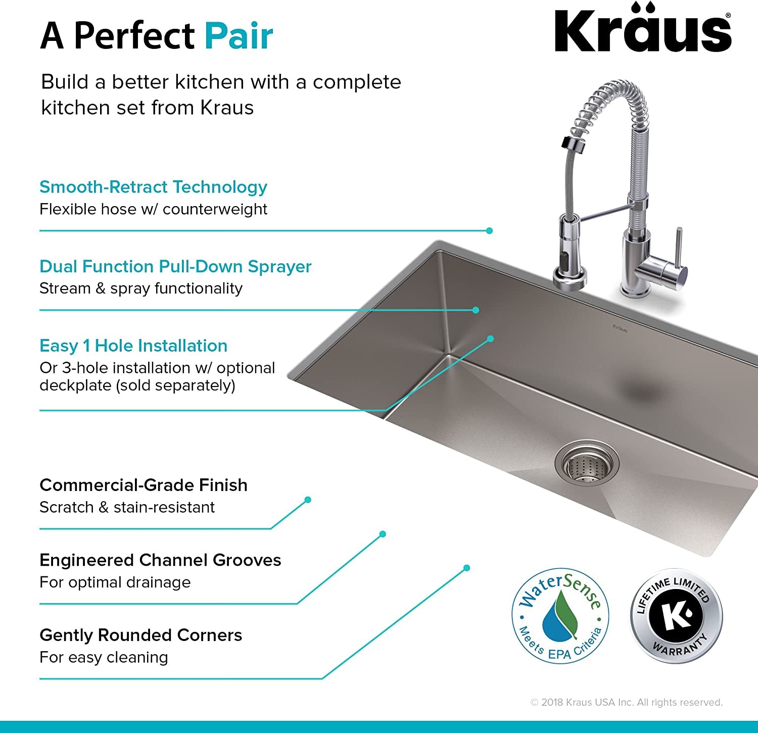 KRAUS 30-Inch 16 Gauge Standart PRO Kitchen Sink Combo Set with Bolden 18-Inch Kitchen Faucet and Soap Dispenser, Chrome KHU100-30-1610-53CH