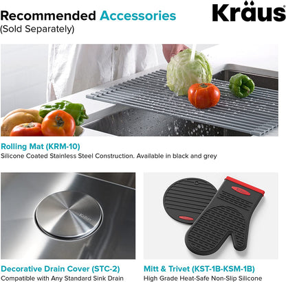 KRAUS 30-Inch 16 Gauge Standart PRO Kitchen Sink Combo Set with Bolden 18-Inch Kitchen Faucet and Soap Dispenser, Chrome KHU100-30-1610-53CH