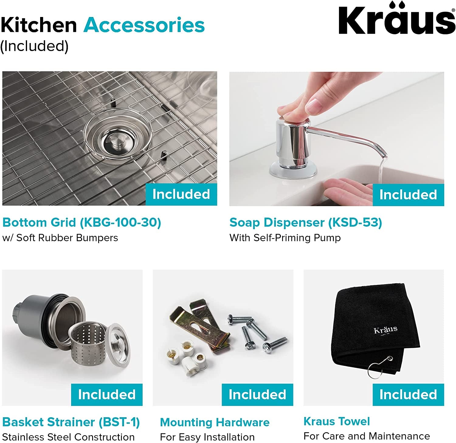 KRAUS 30-Inch 16 Gauge Standart PRO Kitchen Sink Combo Set with Bolden 18-Inch Kitchen Faucet and Soap Dispenser, Chrome KHU100-30-1610-53CH
