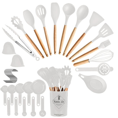 4 Colors Options -- Set Of 35Pcs Kitchen Cooking Utensils Set Spatula