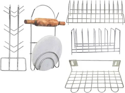 OC9 Utensil Kitchen Rack Steel Steel Cup Stand & Chakla Belan Stand &