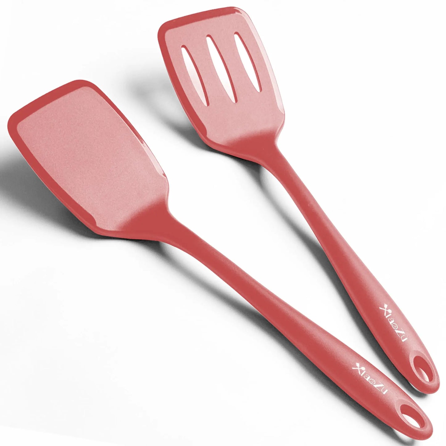 600˚F Heat Resistant Silicone Spatula Set 13.6" Kitchen Spatula Turners for Non Stick Cookware Flexible Spatulas with Thin Edges Seamless Cooking Utensils for Fish Eggs Pancakes Red