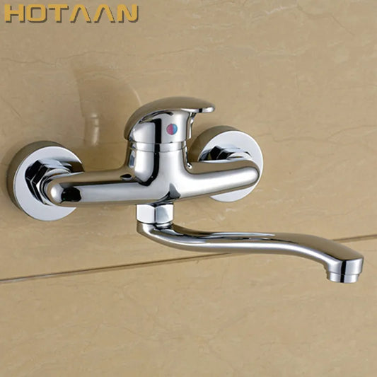 Brass Chrome Taps For Kitchen Sink Kitchen Tap Dual Hole Wall Kitchen Mixer Kitchen Faucet torneira cozinha YT6033